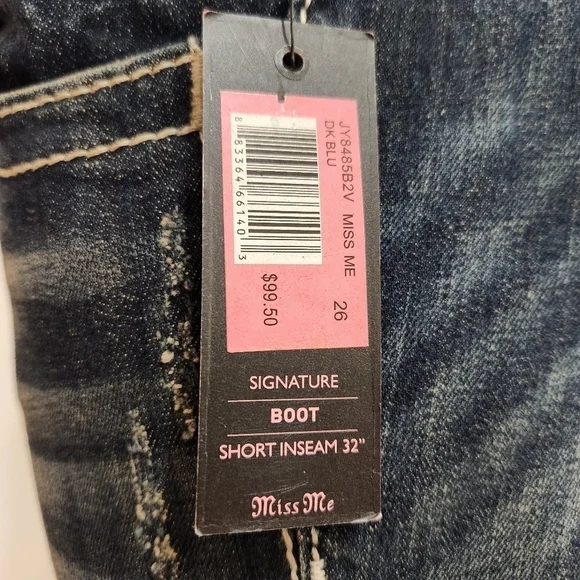 MISS ME Signature Boot, Low Rise STRETCH Denim JEANS,  Women's 26x32 NWT - Picture 4 of 8